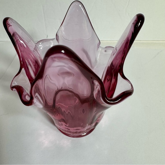 Vintage Fenton Dusty Rose Spiked Votive Candle Holder Glass. Fenton stamped - Picture 4 of 10